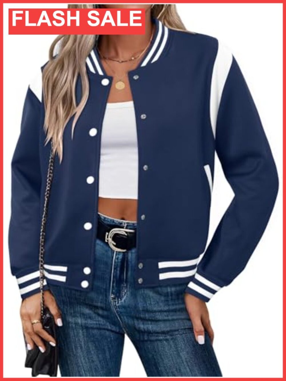Women's Zip Up Bomber Jacket Cropped Button Down Long Sleeve Sweatshirt with